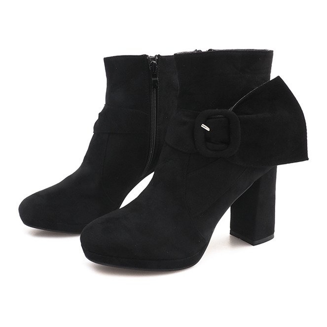 Bottines En Daim Sur Un Poteau Noir LS5006 le noir 1