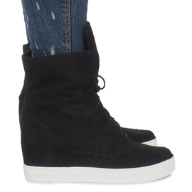 Baskets compensées indiennes en daim noires le noir 5