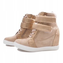 Baskets en daim beige avec velcro Amelia 1