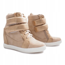 Baskets en daim beige avec velcro Amelia 4