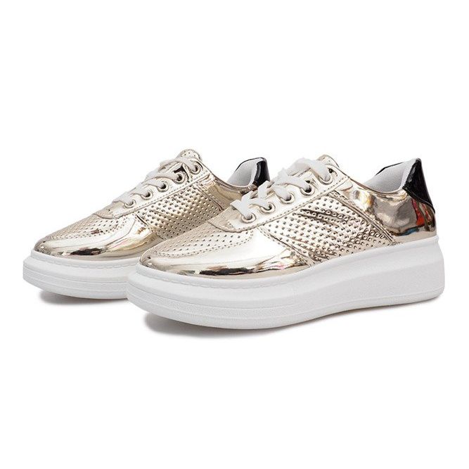 Baskets Ajourées Laquées Or Adele d'or 1