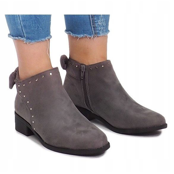 Bottes En Daim Avec Fermeture Éclair LL230 Gris 2