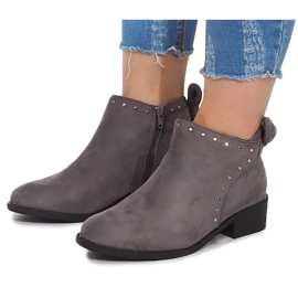 Bottes En Daim Avec Fermeture Éclair LL230 Gris 5