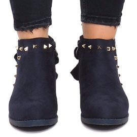 Bottines en daim à fermeture éclair LL-168 Bleu marine 1