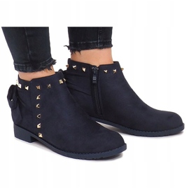 Bottines en daim à fermeture éclair LL-168 Bleu marine 2