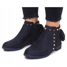 Bottines en daim à fermeture éclair LL-168 Bleu marine 4
