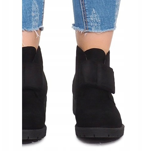 Bottines et Nœuds en Daim FA162 Noir le noir 1