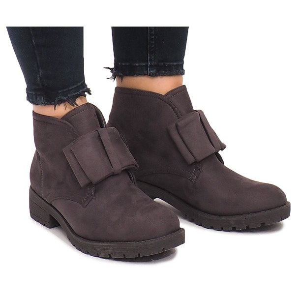 Bottines et Nœuds en Daim FA162 Gris 2