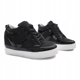 Baskets compensées noires Lucienne le noir 1