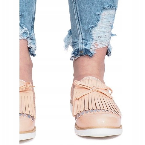 Mocassins roses ajourés à franges Pamole 1