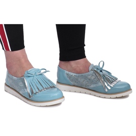 Mocassins bleus ajourés à franges Pamole gris 1