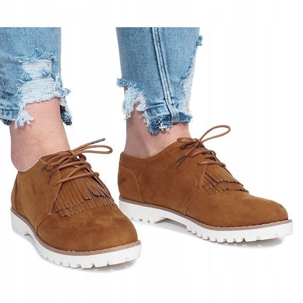 Mocassins camel à franges Crushing Hard brun 2