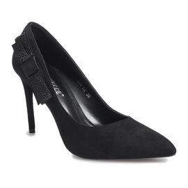 Escarpins noirs à nœud bordeaux 1