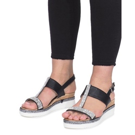 Sandales compensées noires Sixth Sens le noir 4