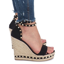 Sandales compensées noires à clous Lov'it le noir 2