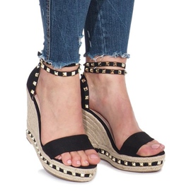 Sandales compensées noires à clous Lov'it le noir 3