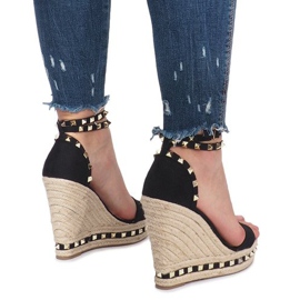 Sandales compensées noires à clous Lov'it le noir 4