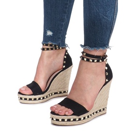 Sandales compensées noires à clous Lov'it le noir 5