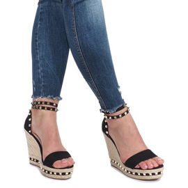Sandales compensées noires à clous Lov'it le noir 6