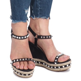 Sandales compensées noires à clous Cubano le noir 3