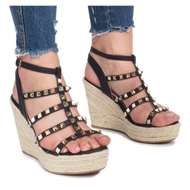 Sandales compensées noires des espadrilles Mood le noir 1
