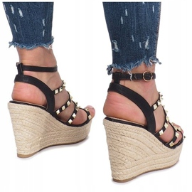 Sandales compensées noires des espadrilles Mood le noir 3