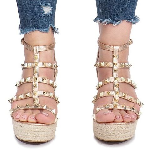 Sandales compensées champagne Espadrilles Mood doré 1