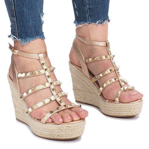 Sandales compensées champagne Espadrilles Mood d'or 2