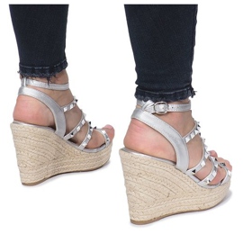 Sandales compensées argentées Espadrilles Mood gris 3