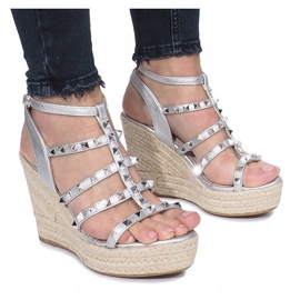 Sandales compensées argentées Espadrilles Mood gris 1