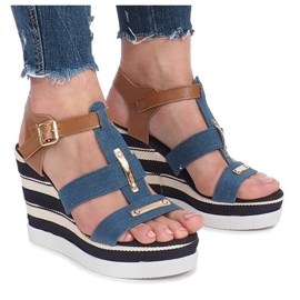 Sandales compensées bleues douces 2