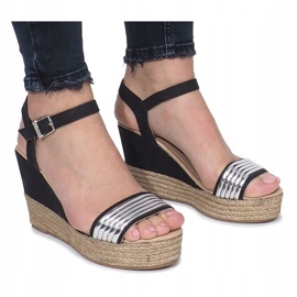 Sandales noires sur un délicat talon compensé Glam Shine le noir 2