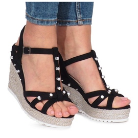 Sandales compensées noires espadrilles Chillin le noir 2