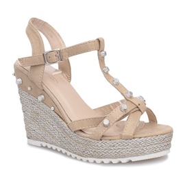 Sandales compensées beiges Espadrilles Chillin 1