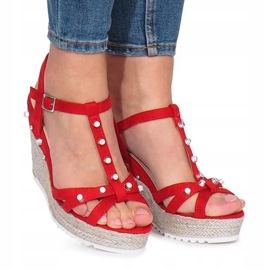 Sandales compensées rouges Espadrilles Chillin 2