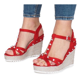 Sandales compensées rouges Espadrilles Chillin 3