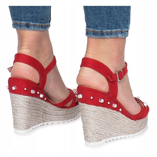 Sandales compensées rouges Espadrilles Chillin 1