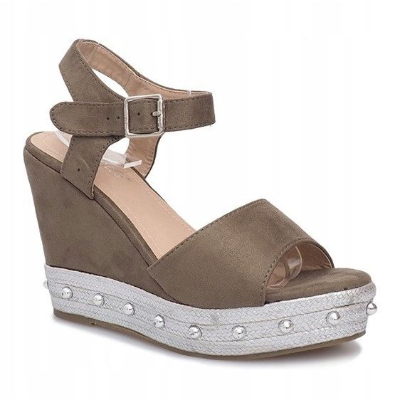 Sandales compensées vertes de voyage multicolore 1