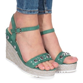 Sandales vertes sur le talon compensé Glam Shine 1