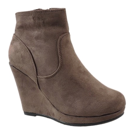 Bottines En Daim Sur Compensée 122D Marron brun 1