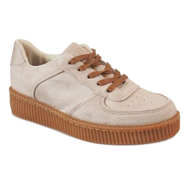Creepers à lacets beiges 7-K3568B 1