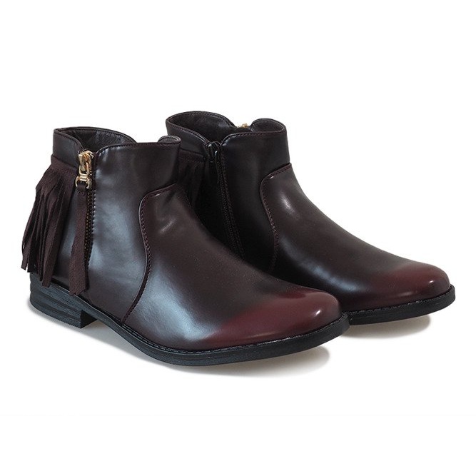 Bottes en cuir verni bordeaux A2643-45 rouge 1