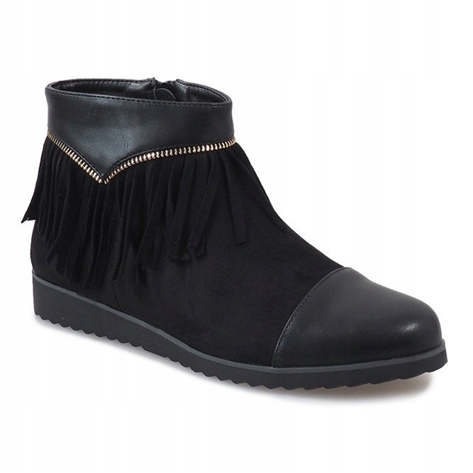 Bottines noires à franges de boho TL-19 le noir 1