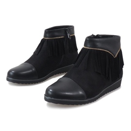 Bottines noires à franges de boho TL-19 le noir 3