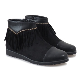 Bottines noires à franges de boho TL-19 le noir 4