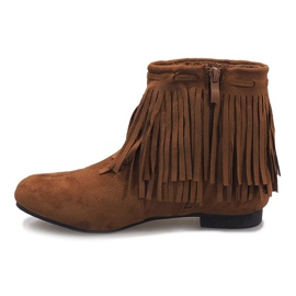 Bottines camel à franges boho LM-656 brun 2