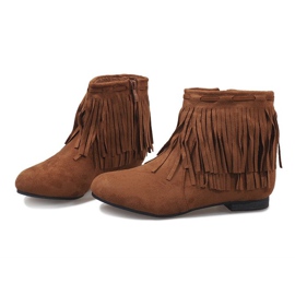 Bottines camel à franges boho LM-656 brun 4