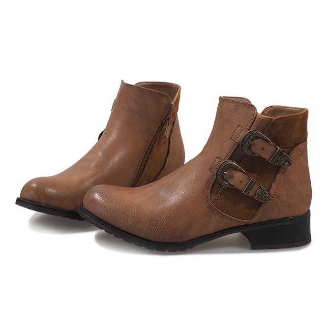 Bottines camel à boucles 2993 brun 1