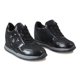 Baskets compensées noires à étoiles BM1915-3 le noir 2