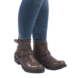Boots kaki à fermoirs et sequins A8018 multicolore vert 4